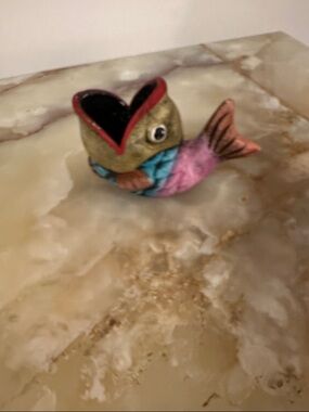 Decorative holder ceramic Pink and Blue Fish 3”